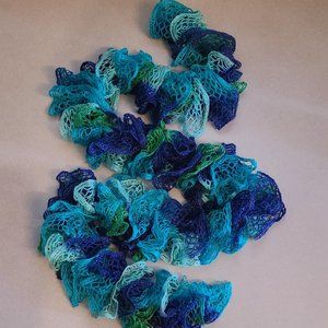 Handmade Crochet Scarf - Turquoise & Blue